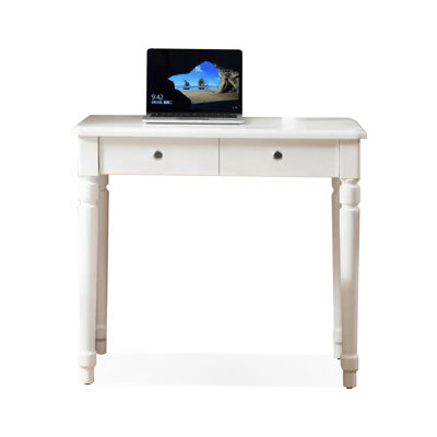 White Rectangular Solid Wood Writing desk with drawers desk