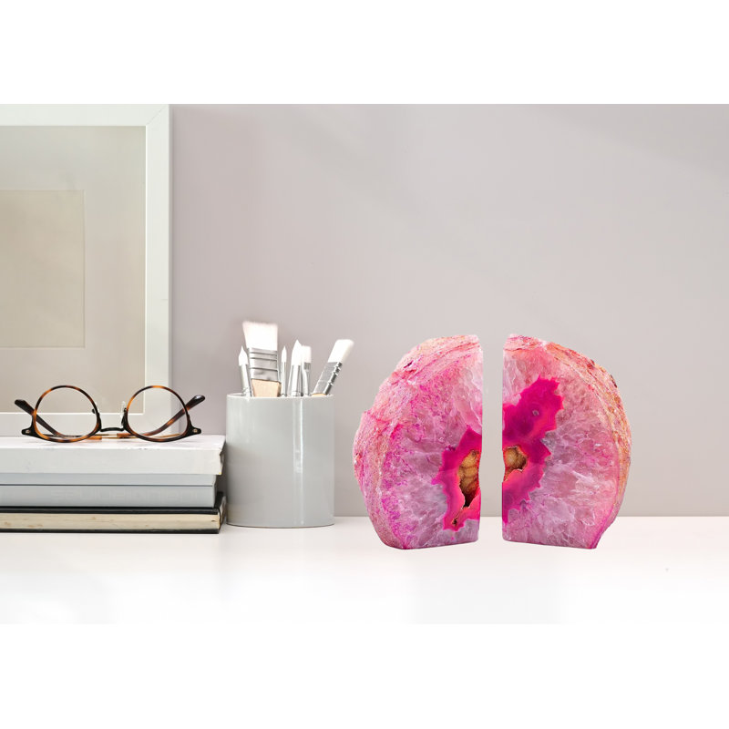Serre-livres Eternity Agate |  Rose, H 7,5 po x l 5 po x P 8,5 po