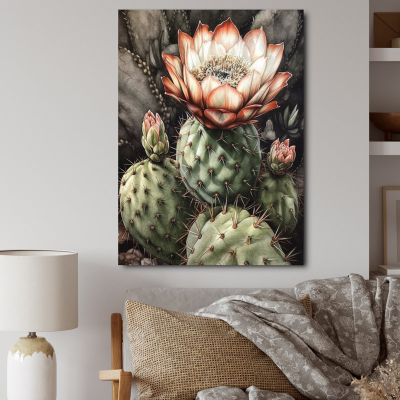 " Blossoming Cactus Flower I ", 32" H x 16" W, Wrapped Canvas