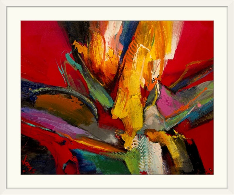 «Rejoycing Rhythm II» par Jonas Gerard - impression d'art graphique, H 24 po x l 28 po x P 1 po, Cadre blanc
