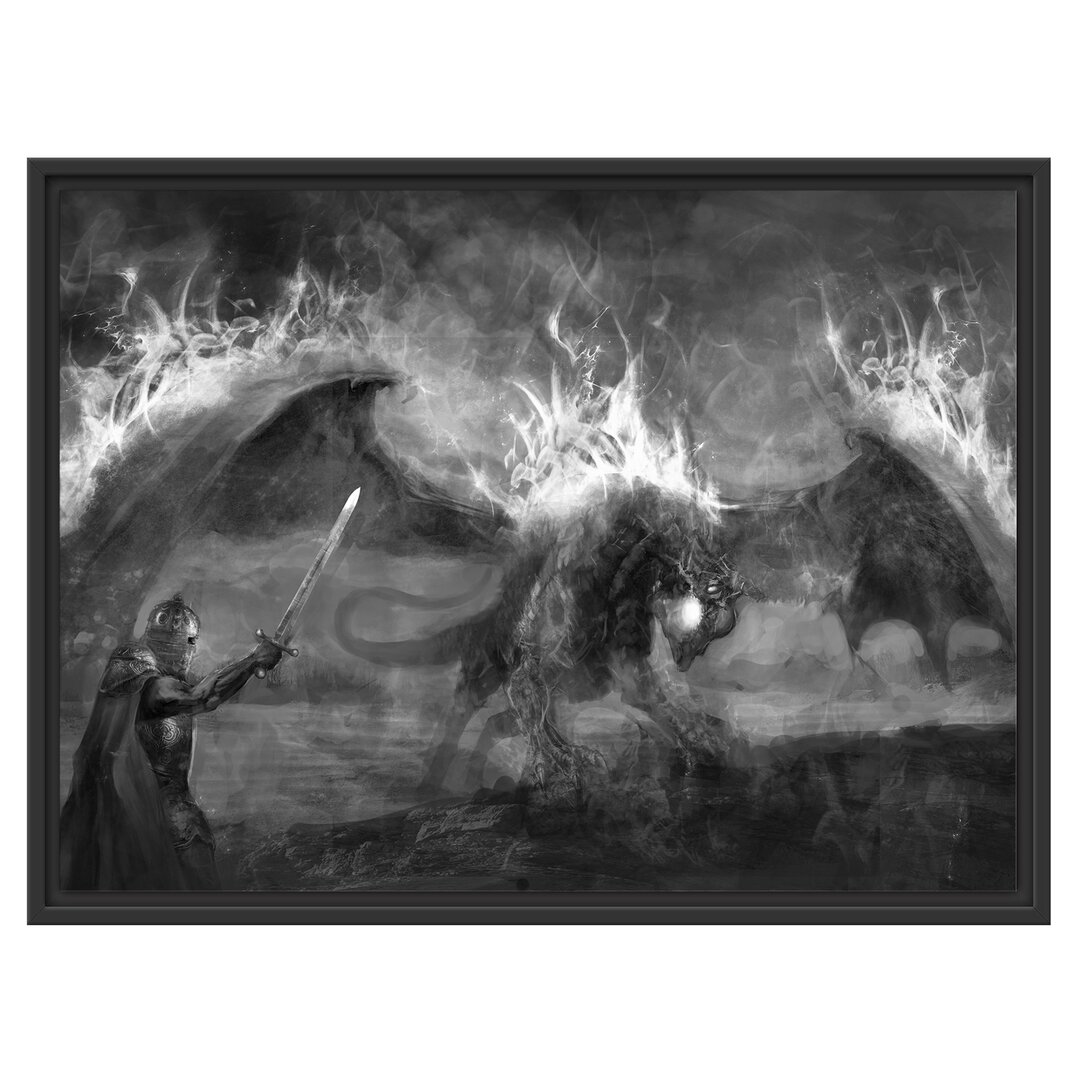 Gerahmtes Wandbild Ritter Drachen