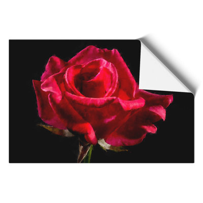 Red Rose Flower Painting - Frameless Print