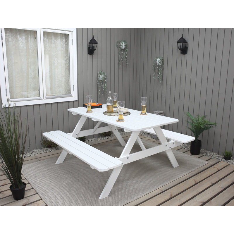 Olgrah 6 - Person Wood Patio Dining Set with Rectangular Table, White