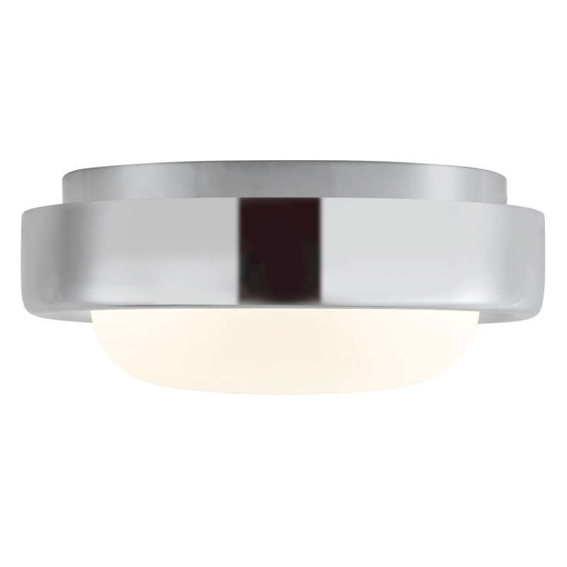 Pebble 8-in Silver dimmable LED Flush Mount, Chrome