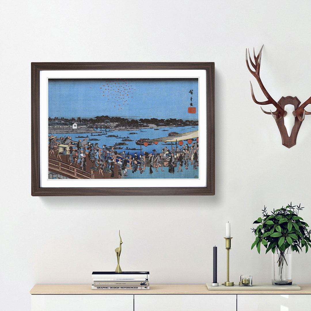 Ryogoku Hanabi No Zu by Utagawa Hiroshige - Picture Frame Painting Print