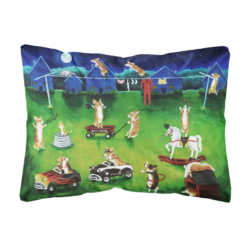 Coussin décoratif intérieur / extérieur Corgi Backyard Circus