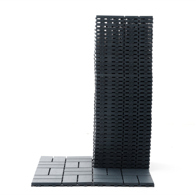 Plastic Interlocking Deck Tiles, Gray