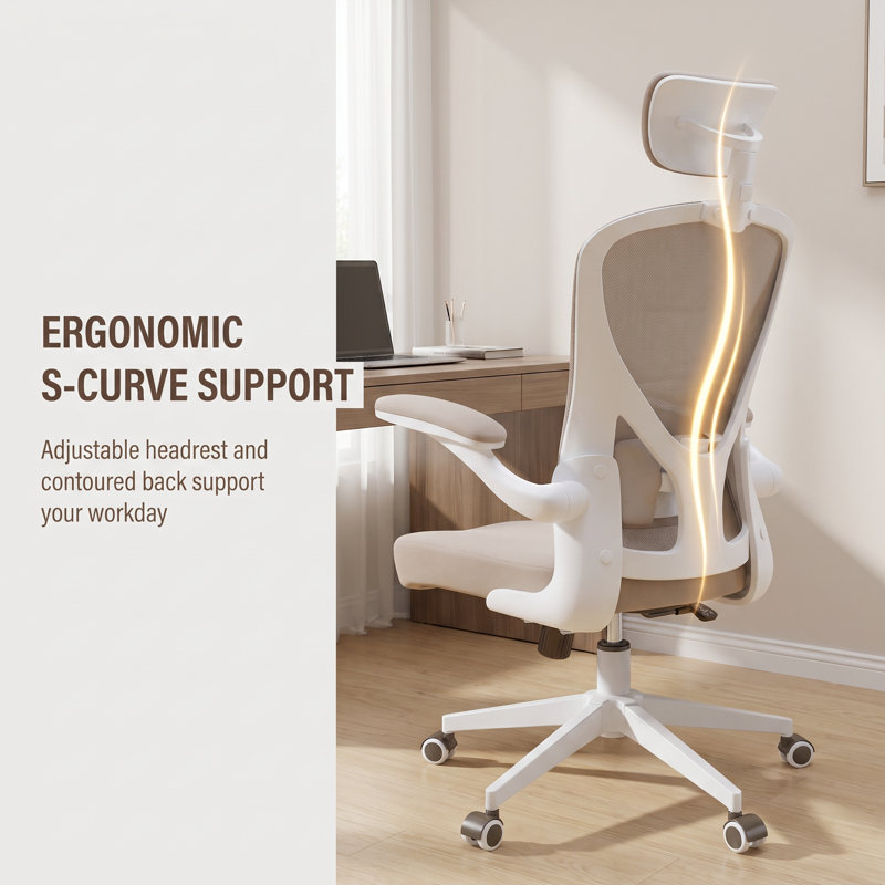Task Chair, White/Khaki