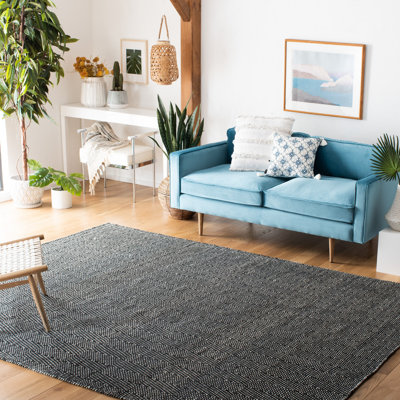 Tapis en laine / coton à tissage plat Estil en noir / gris
