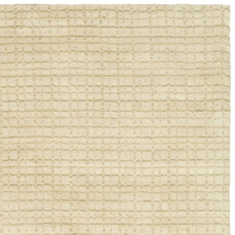 Tapis beige en laine touffeté à la main à motif géométrique Moreau, Rectangle de 6 pi x 9 pi