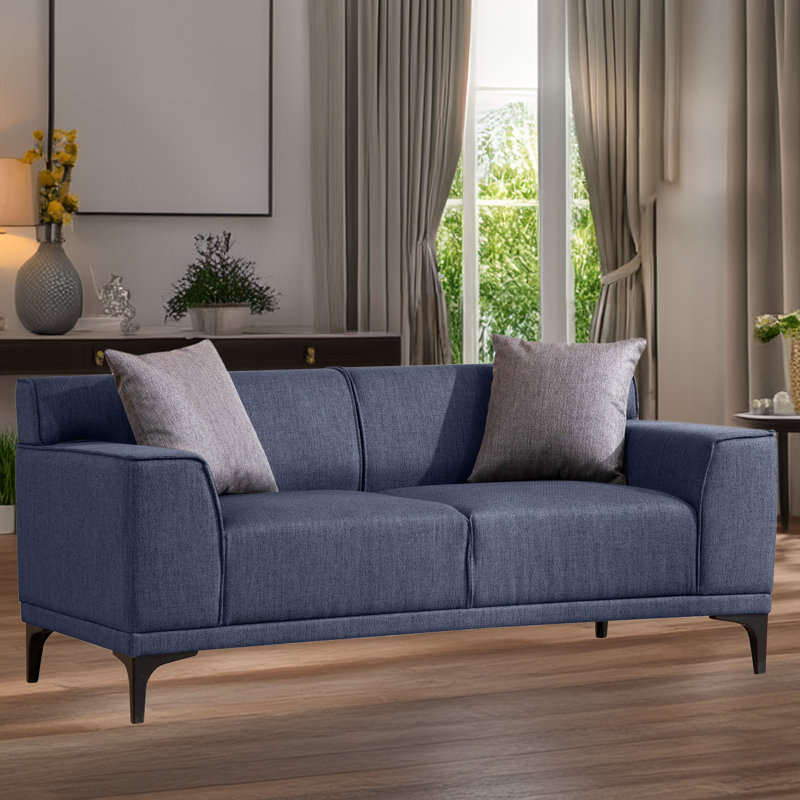 Tice Upholstered Sofa, Blue, 33.8'' H X 83.32'' W X 27.12'' D
