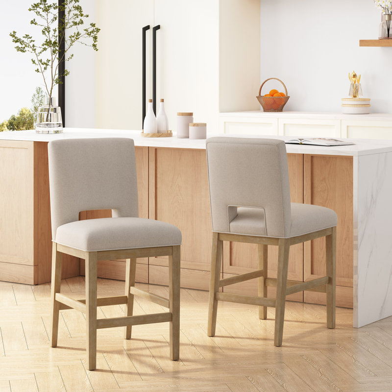 27 Inch Counter Stools, Set Of 2,Fabric, 2, Natural, Beige