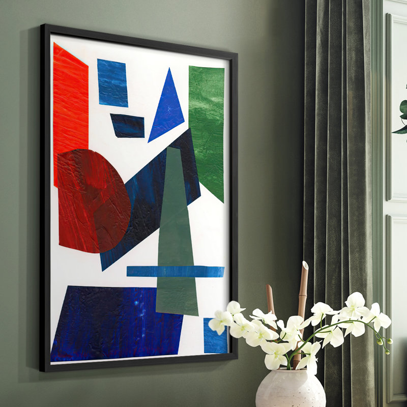 «Colorful Shapes III», reproduction encadrée - bois massif, Noir, H 10 po x l 8 po
