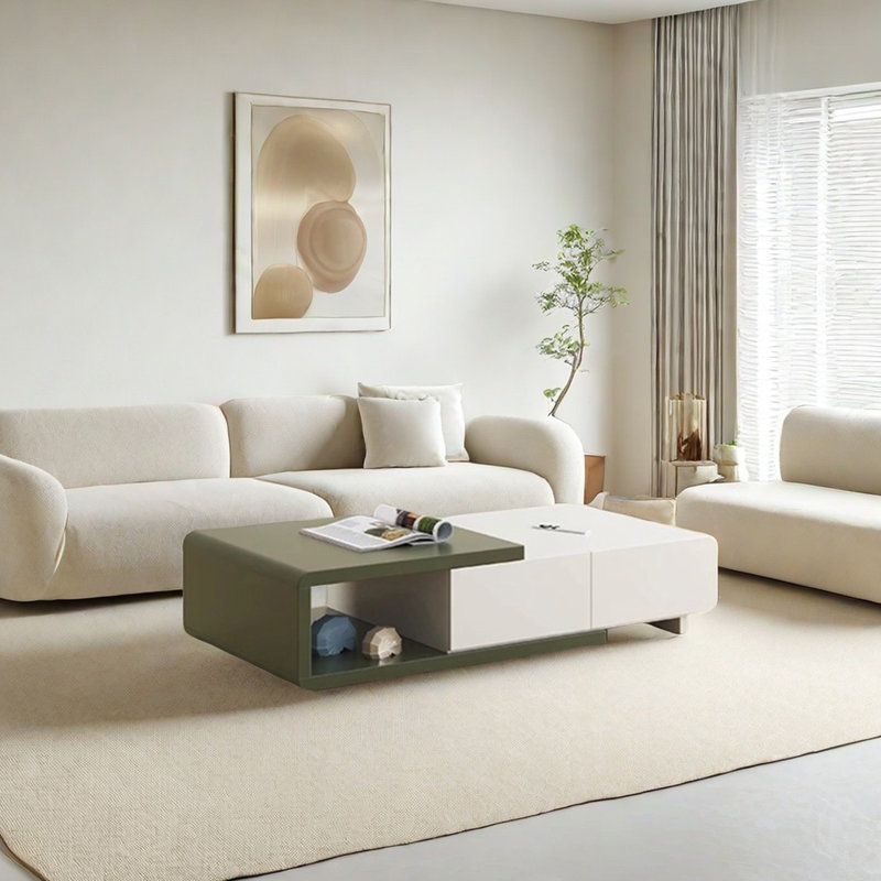 Modern Simple Retractable Coffee Table, 15.75" H x 41.34" L x 27.56" W