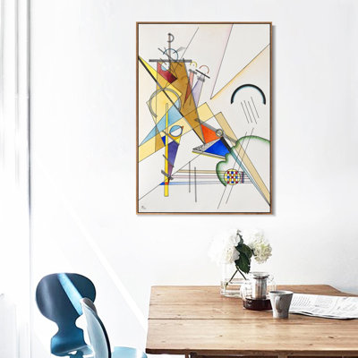 Reproduction d'art sur toile encadrée (Gewebe 1923) de Wassily Kandinsky, décoration murale pour salon, maison ou bureau (cadre fin couleur bois, 45,7 x 61 cm)