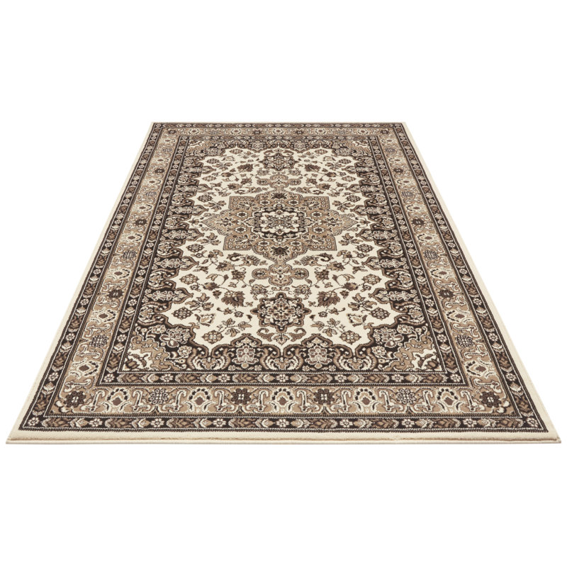 Parun Täbriz Machine Woven Beige Indoor Rug, Rectangle 160 x 230cm