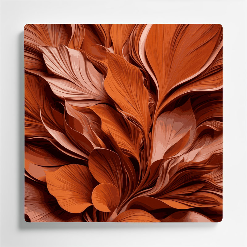 Abstrait floral rouge 96, art mural en métal, H 16 po x l 16 po
