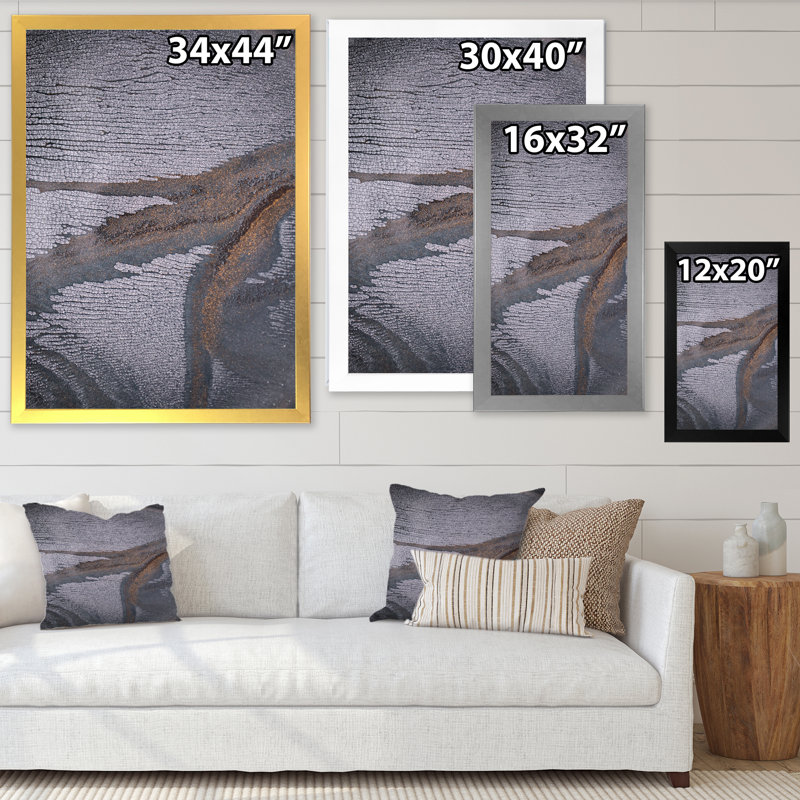 Œuvre d'art moderne sur toile monochrome dramatique gris IV, H 32 po x l 16 po x P 1 po, Cadre photo argenté