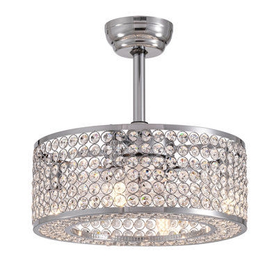 Katyanna 17.7" 8 - Blade Caged Crystal Ceiling Fan with Remote Control and Light Kit Included