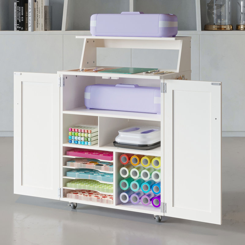 24.4'' x 14.8'' Crafting Storage Cabinet with Wheels
