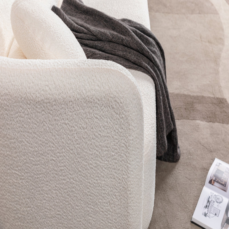 3 + 1, canapé moderne de luxe pour le salon, canapé rembourré en molleton blanc bouclé pour bureau à domicile, White Fabric