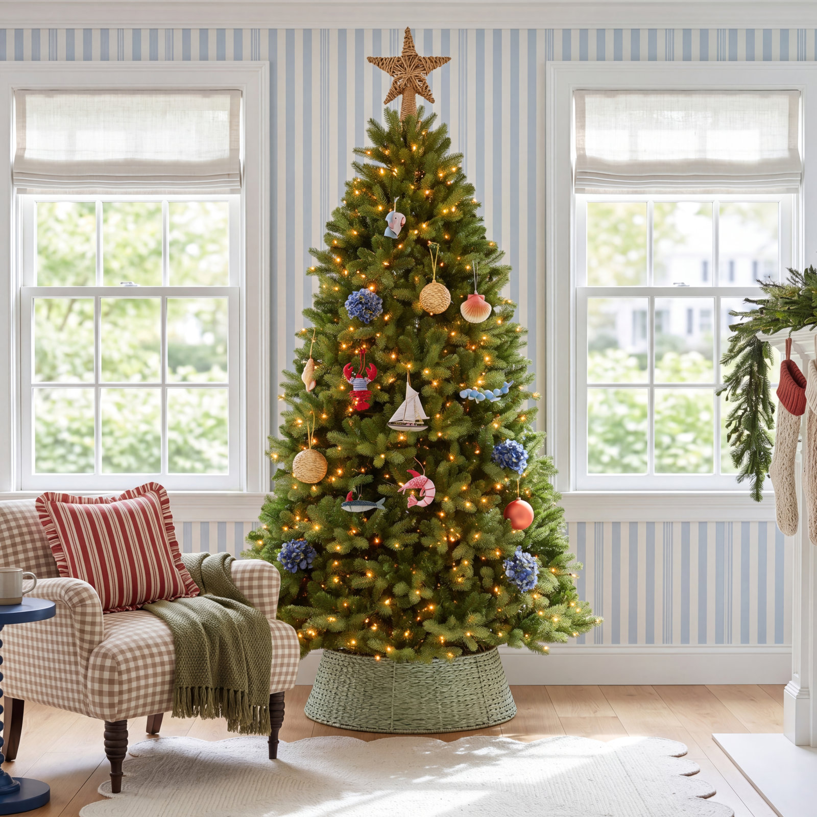 Frosted 7.5' Pre-Lit Spruce Christmas Tree, 7.5'