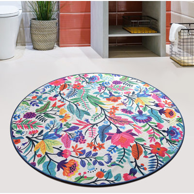Antibacterial Bathmat, 100% Polyester, 55.1 Inch Diameter | Non-Slip Underside, Pile Height: 0.4 Inches, 700 Grams per Square Meter | Machine Washable, Durable & Stylish for Bathroom Safety and Comfort