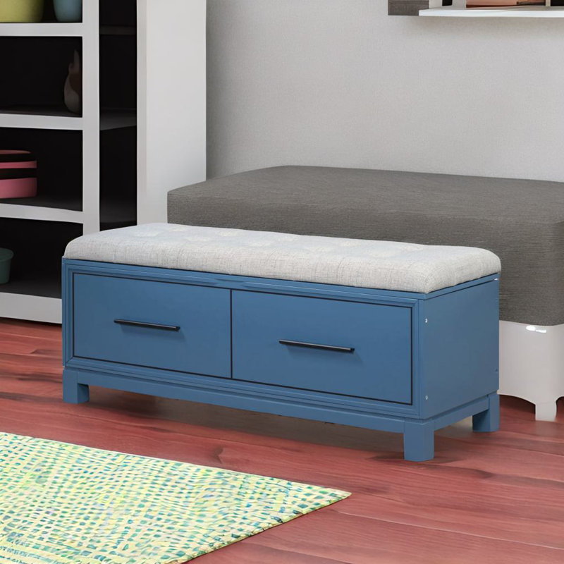 Shoe Bench With Removable Cushion, Navy