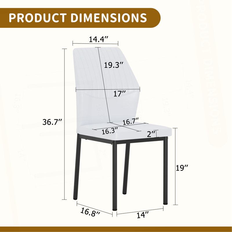 Ensemble de 6 chaises de salle à manger en polyuréthane de luxe blanc et noir: dossier ergonomique de 36,7 pouces de hauteur, convenant à de multiples cas de figure. Ensemble de 6 chaises de salle à manger en polyuréthane blanc.