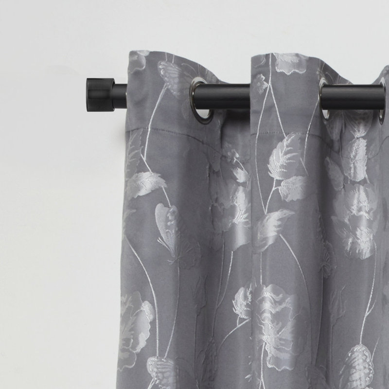 Full Stop Extendable Eyelet Curtain Pole and Hardware Set, 1.2 - 2.1m, Matt Black