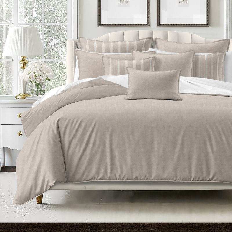 Shay Broad Ticking Stripe Natural Cotton Comforter Set  8 Piece, California King Comforter + 7 Additional Pieces