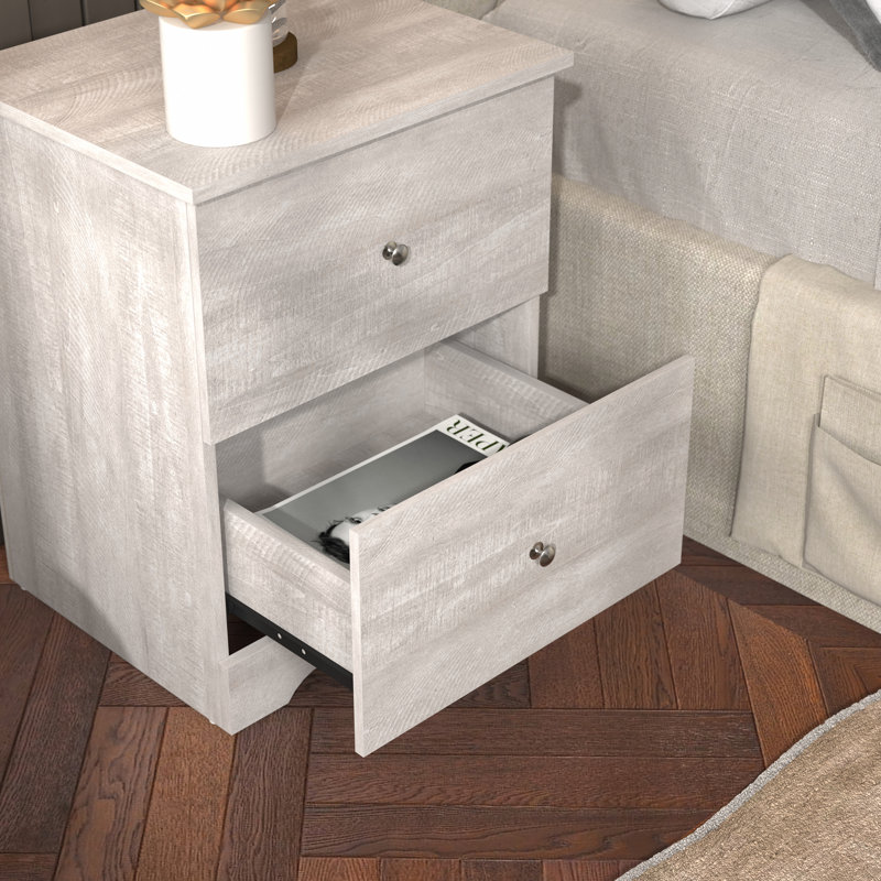 Blaklee Modern 23.7" 2-Drawer Nightstand, Dusty Gray Oak, Individual