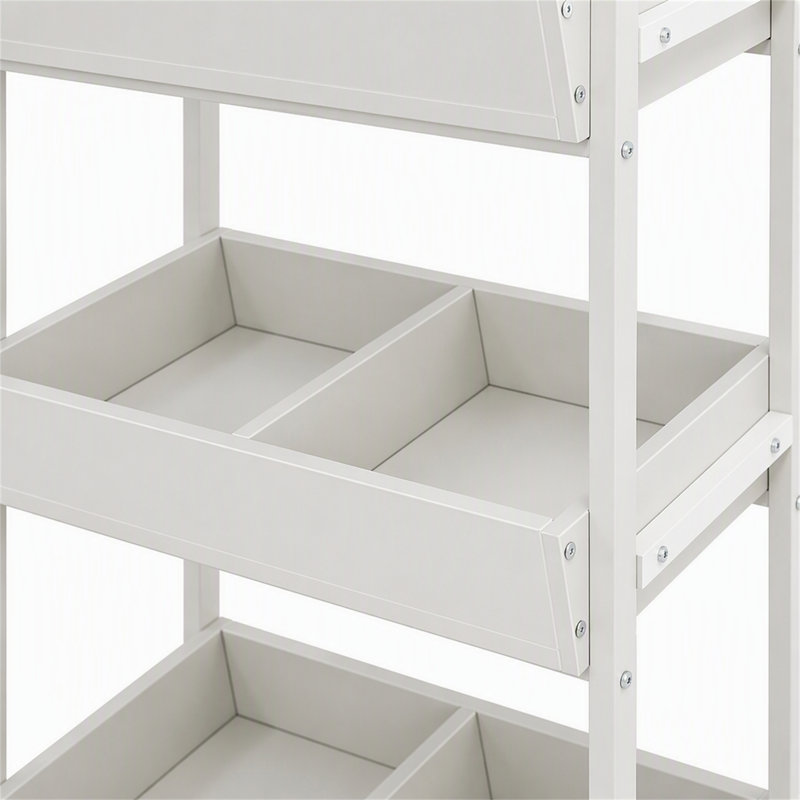 Support de rangement en bois pour légumes et fruits, organisateur de rangement à 4 niveaux, White