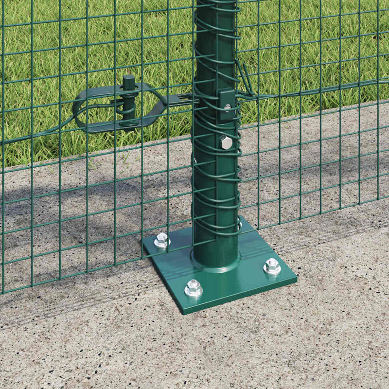 Vidaxl Fence With Posts Steel, 100cm H x 1000cm W x 3.2cm D, Green