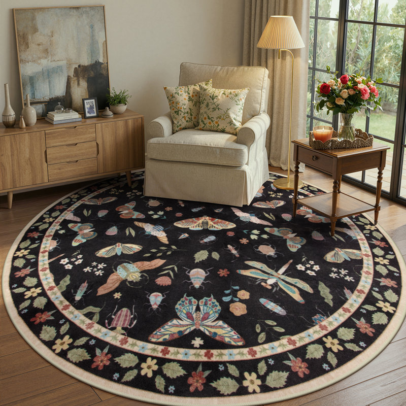 Tapis lavable pour animaux et insectes Goldene, Rond 6 pi