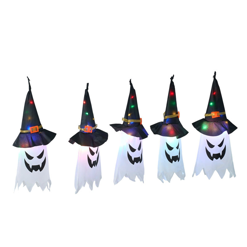 5Pcs Halloween Decorations Ghost Witch Hats with LED Lights