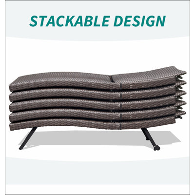 2-Piece Aluminum Wicker Outdoor Chaise Lounge
