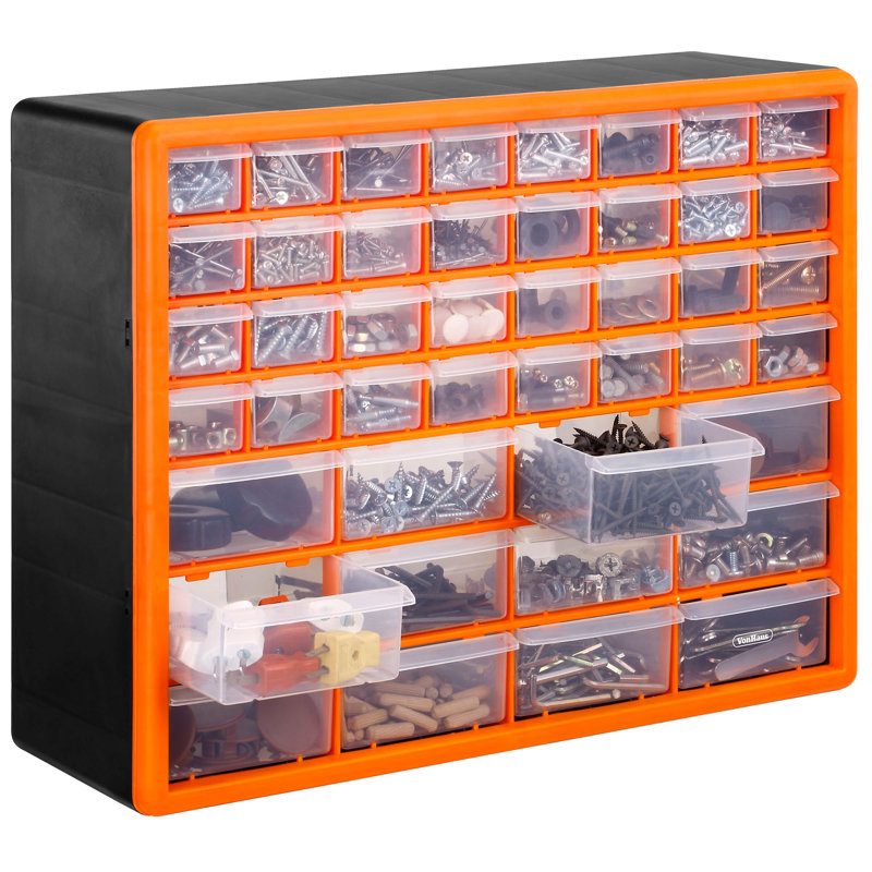 VonHaus 44 Multi Drawer Storage Cabinet Organiser - White/ Grey, Black/Orange