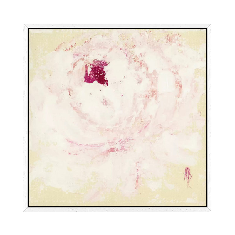 Pink Peony by Ashley Bradley - Painting on Canvas, White Framed, 66.04 cm H x 66.04 cm W