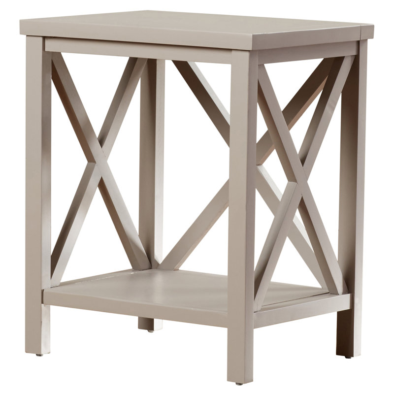 Paignt Solid Wood End Table, Quartz Gray