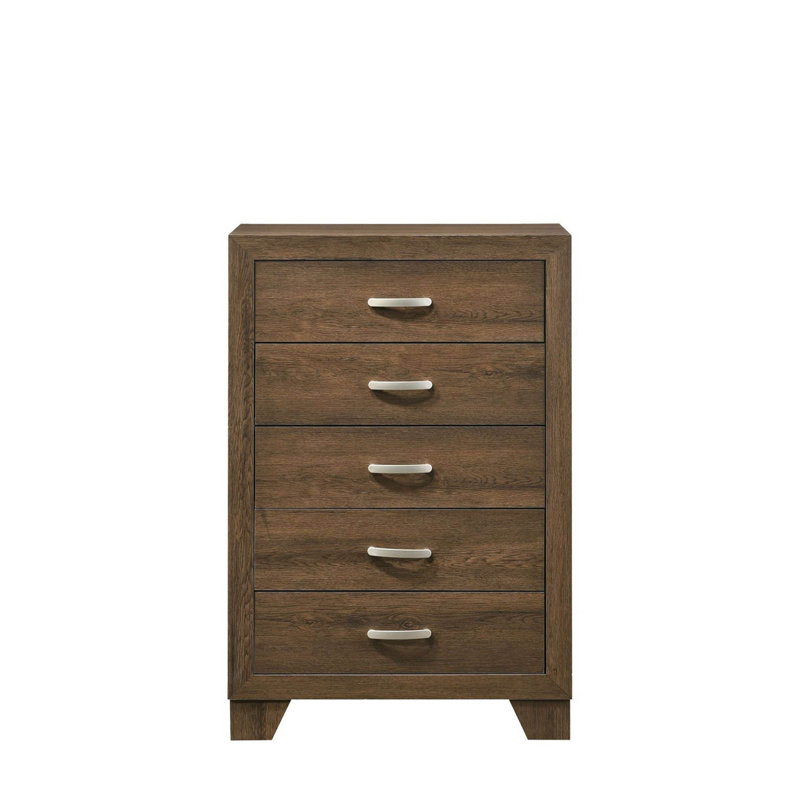 Commode rectangulaire à 5 tiroirs Miquell , Chêne