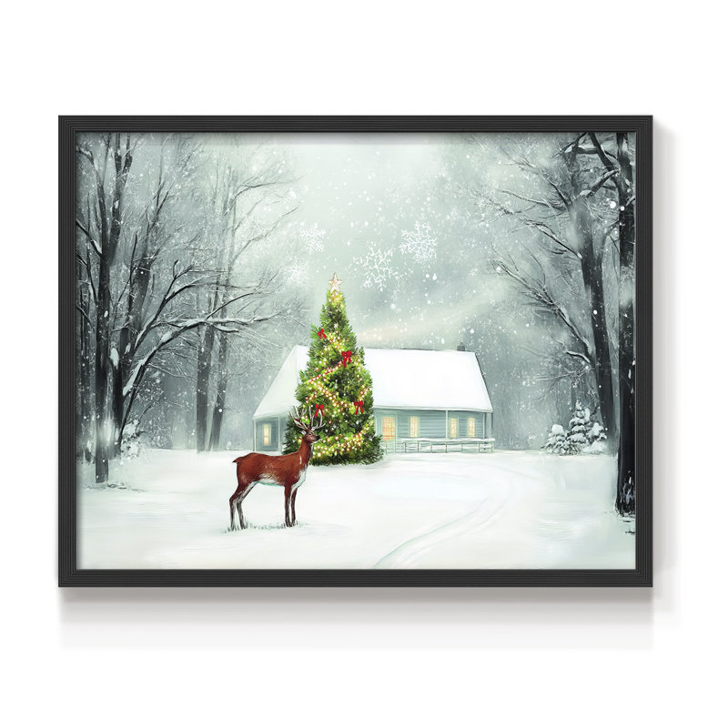 Art de Noël - XCVII - Reproduction encadrée - Restickable, H 8 po x l 10 po, Noir, noir, noir, noir