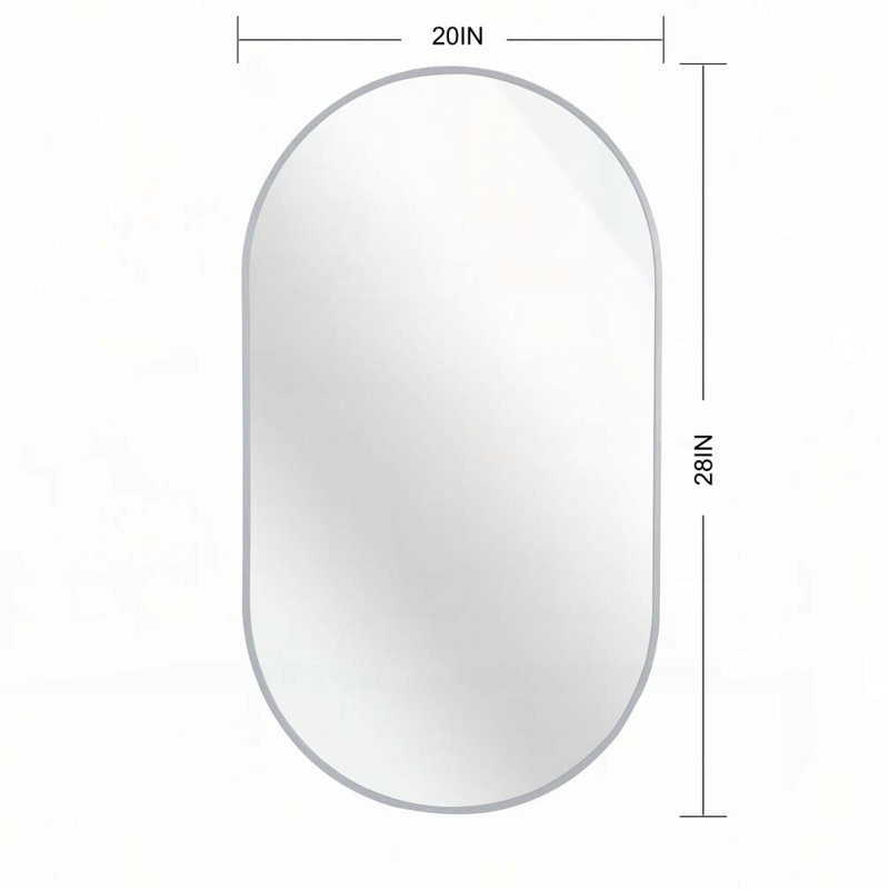 Miroir ovale en métal, Argent argent, 28 po x 20 po