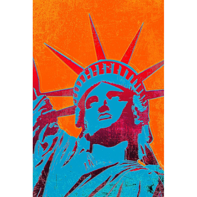 Lady Liberty, 55.5" H x 37.5" W, Orange;Blue;Pink