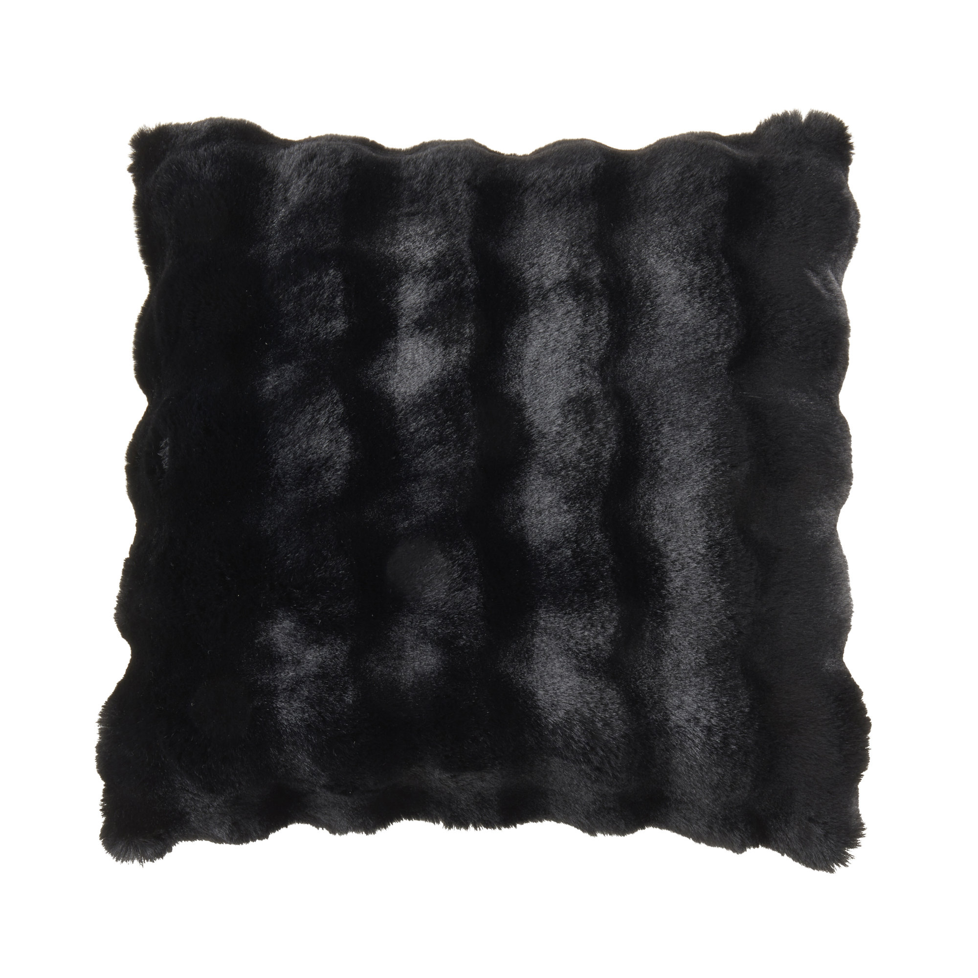 Cozy Bubble Faux Fur Pillow Cover, Black, Square 20", Polyester