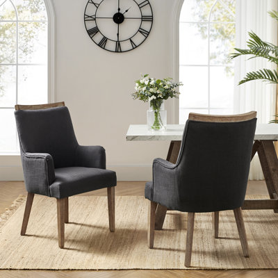 Chaise avec accoudoirs à dossier rembourré H 19,5 po Celil Farmhouse