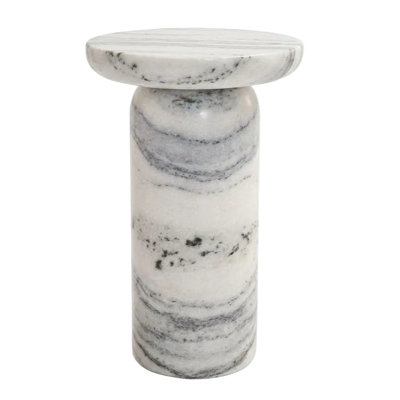 Table d'appoint ronde en marbre blanc Barrington