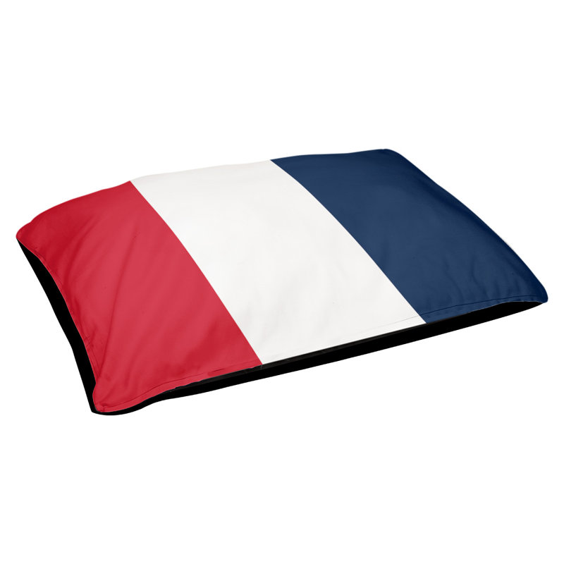 Coussin pour chien hockey Minnesota, Petit (l 28 po x P 18 po x H 9,5 po), Rouge / Blanc / Bleu