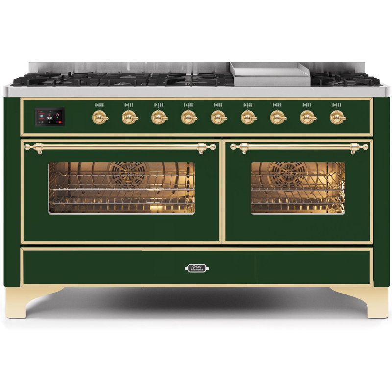 Majestic II 60" 5.02 cu. ft. Freestanding Dual Fuel Range with Griddle, Blue Gray/Copper, Natural Gas