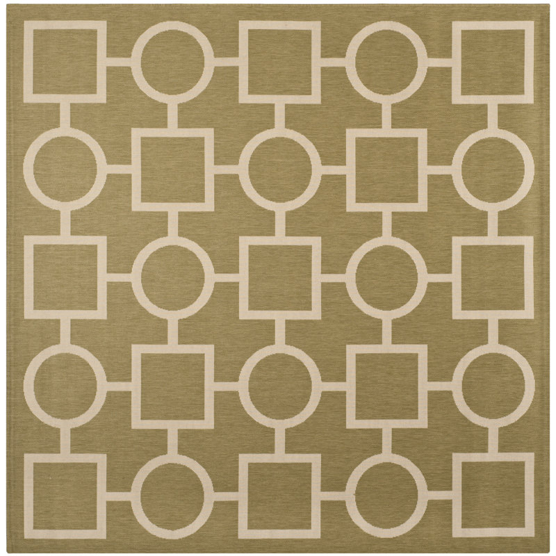 Tapis vert / beige Arneshia, Carré 7 pi 10 po